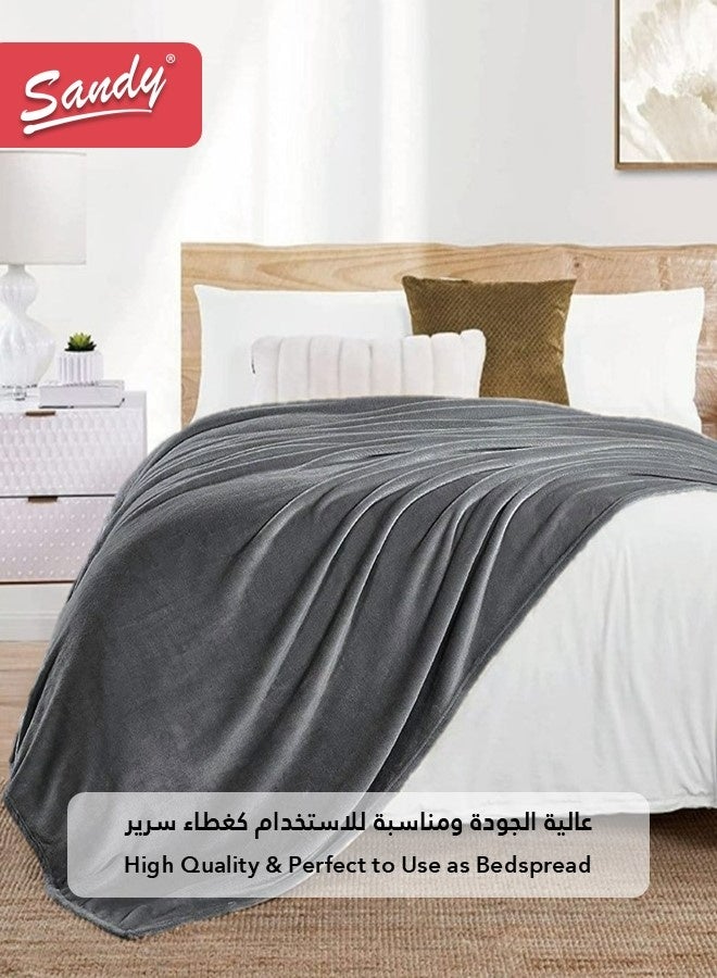 Sandy Lightweight Bedding Blanket, Single Size 220 x 170 cm, High Quality and Super Soft All Season Fleece Blanket, Optimal for Bed, Sofa, Couch and Home Decorations, Grey - Image 4